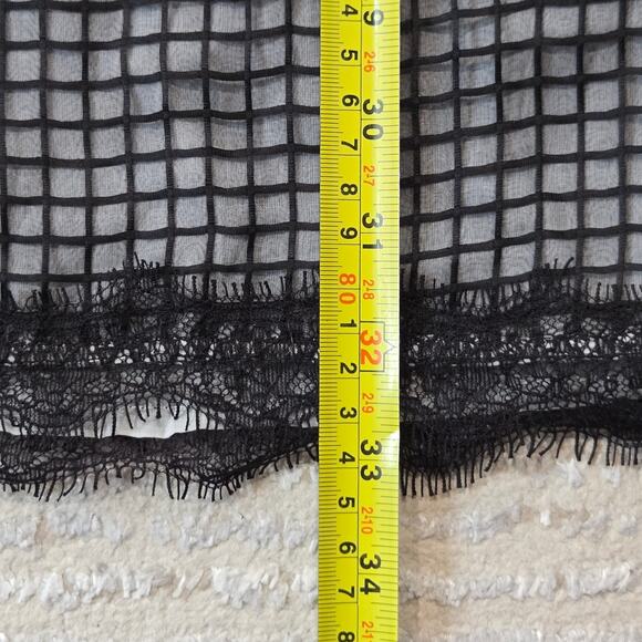 NBD Revolve Mini Dress Gray Windowpane Tiered Lace Strappy Whimsygoth Medium - Picture 8 of 8